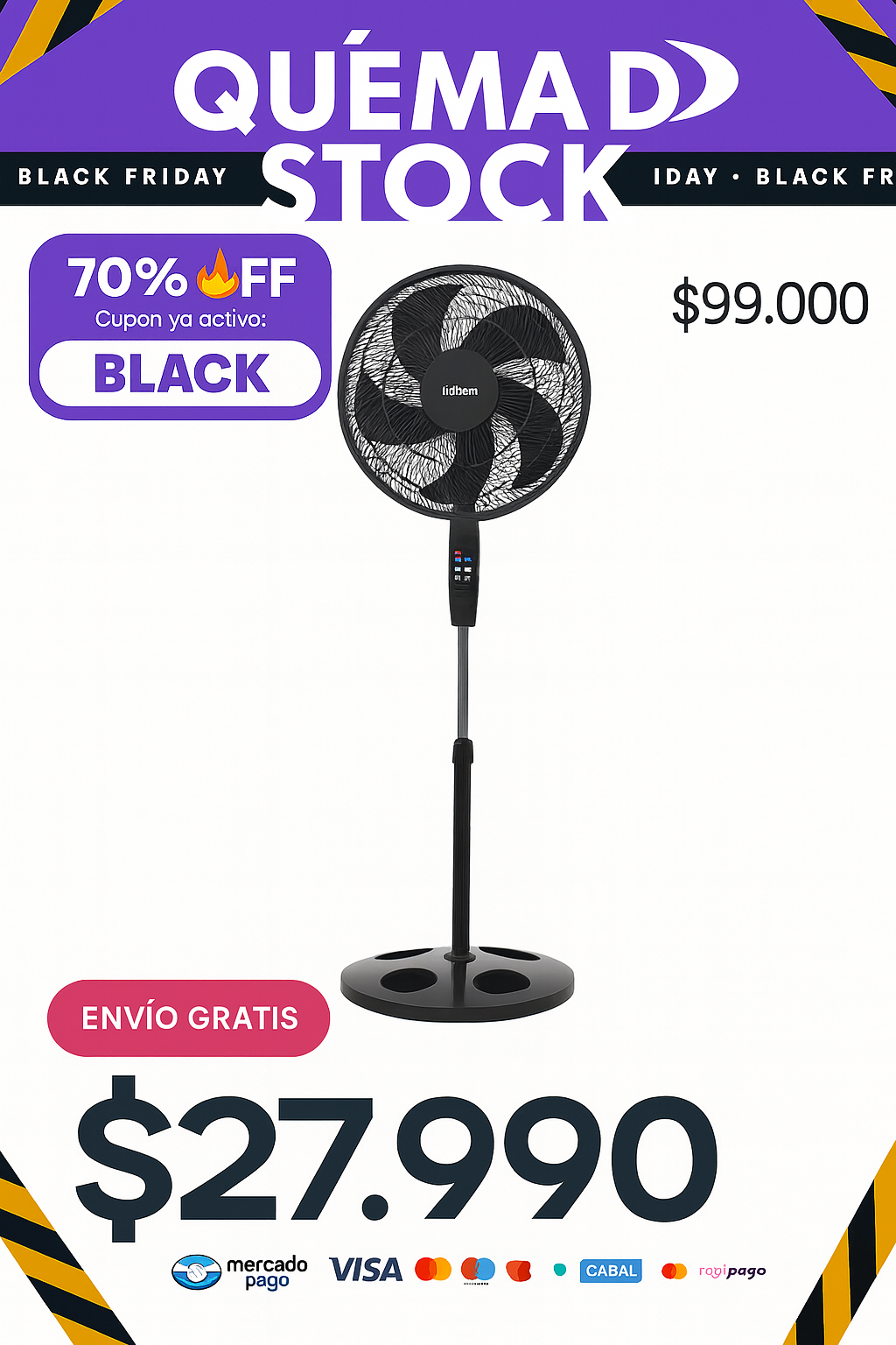 Ventilador de Pie Admiral ADVP18M 3 en 1 18”