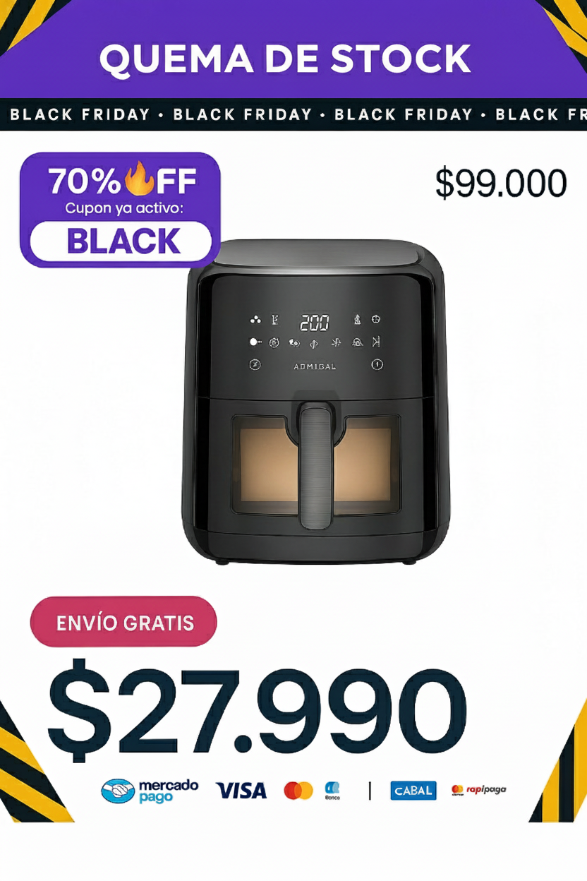 Freidora de Aire Peabody PE-AFD420N 4,2L