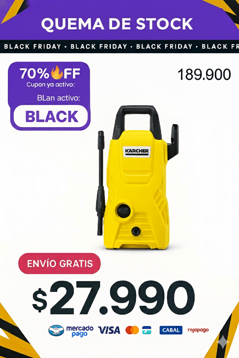 Hidrolavadora Karcher 1300w K Compacta 220v Alta Presión Autostop
